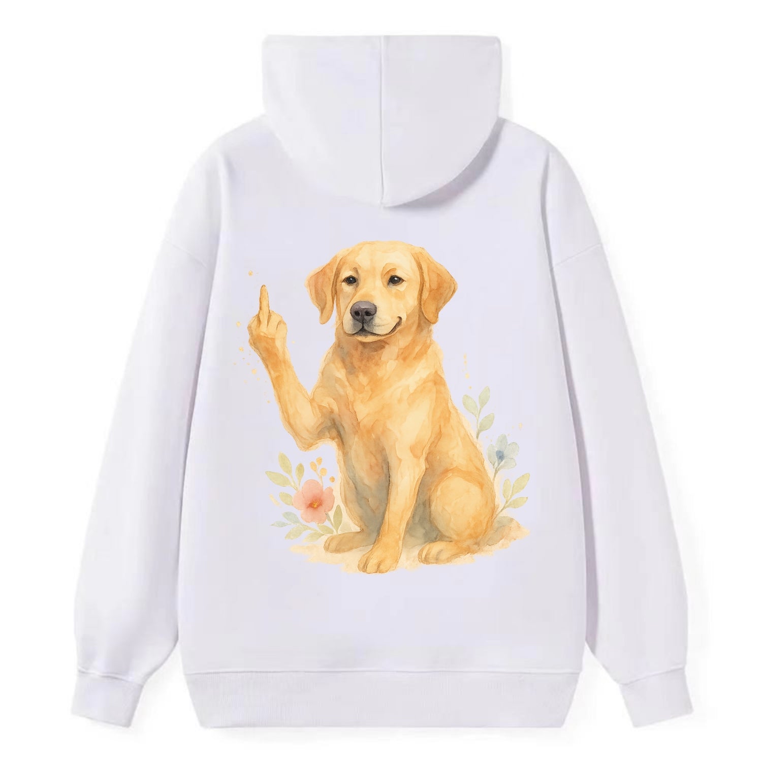 Labrador Retriever yellow sitting pretty, friendly face, strong paw up - Classic Pullover Hoodie - White