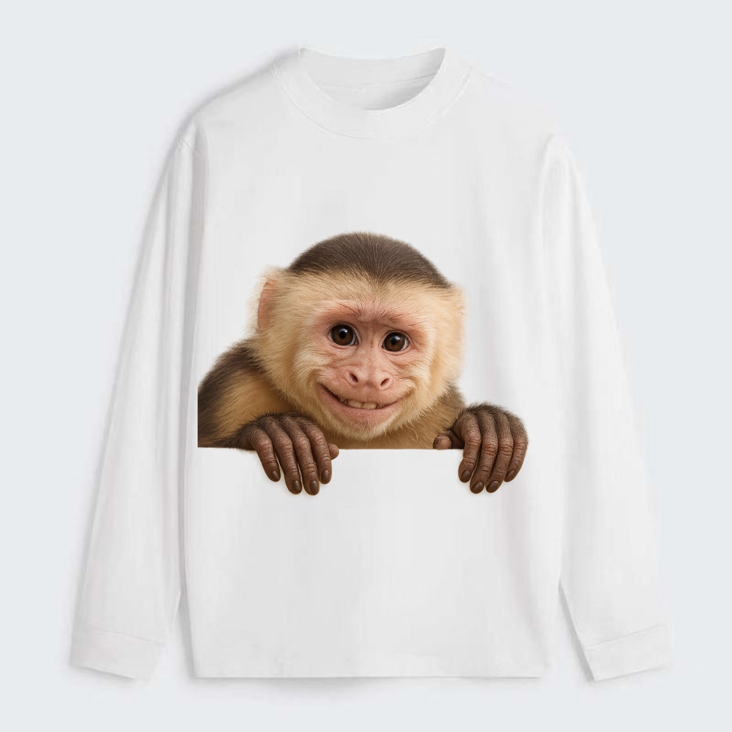 Capuchin Monkey  - Classic Long Sleeve Shirt - White