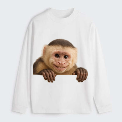Capuchin Monkey  - Classic Long Sleeve Shirt - White