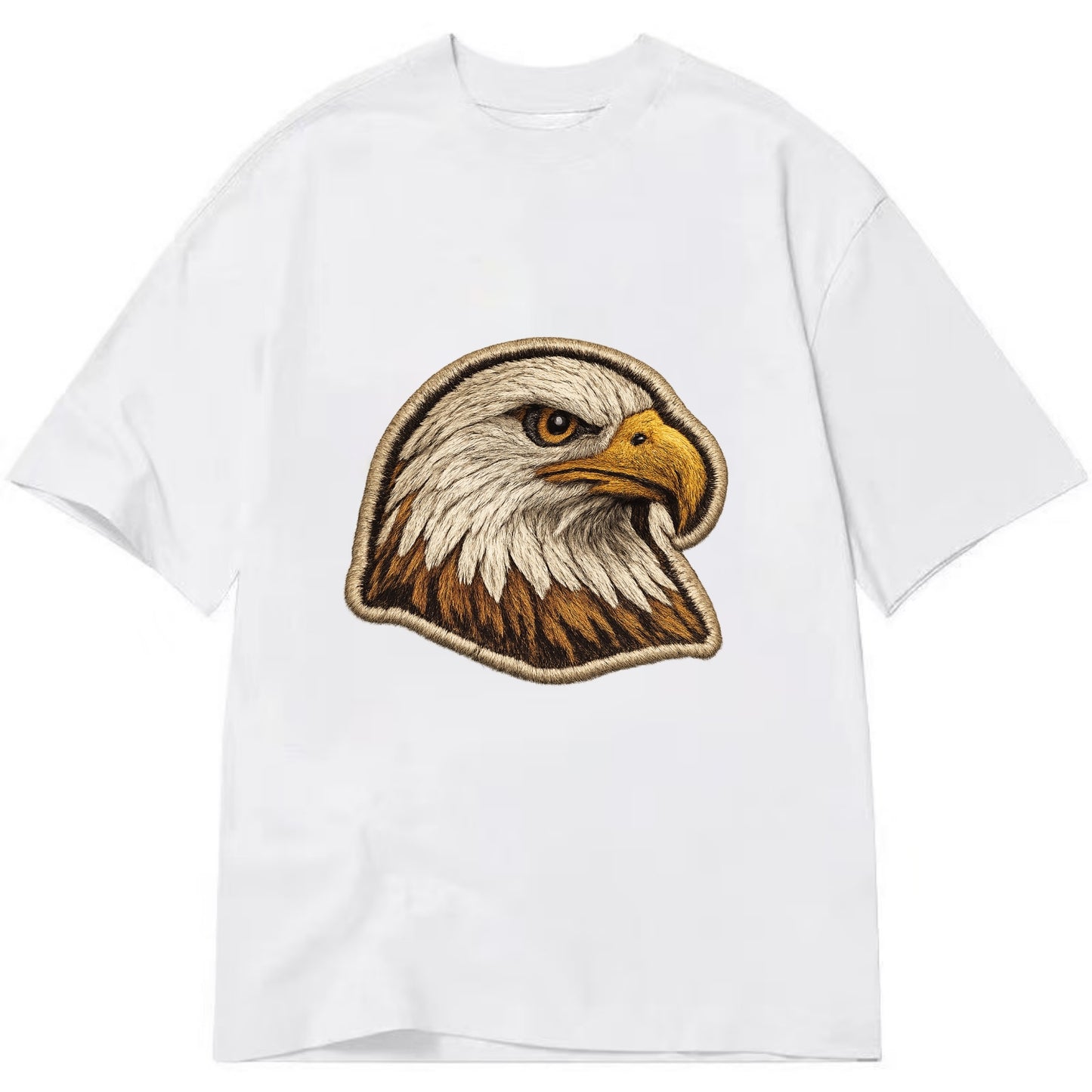 EAGLE HEAD PROFILE - majestic bald eagle in brown, white and gold , American pride - Classic T-shirt - White