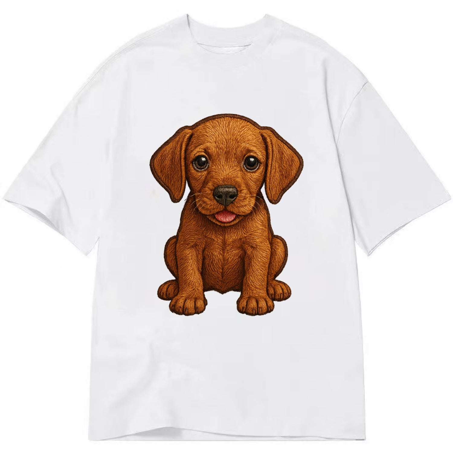 Baby Vizsla Puppy - golden rust coat, soulful eyes, athletic build, front-facing, - Classic T-shirt - White