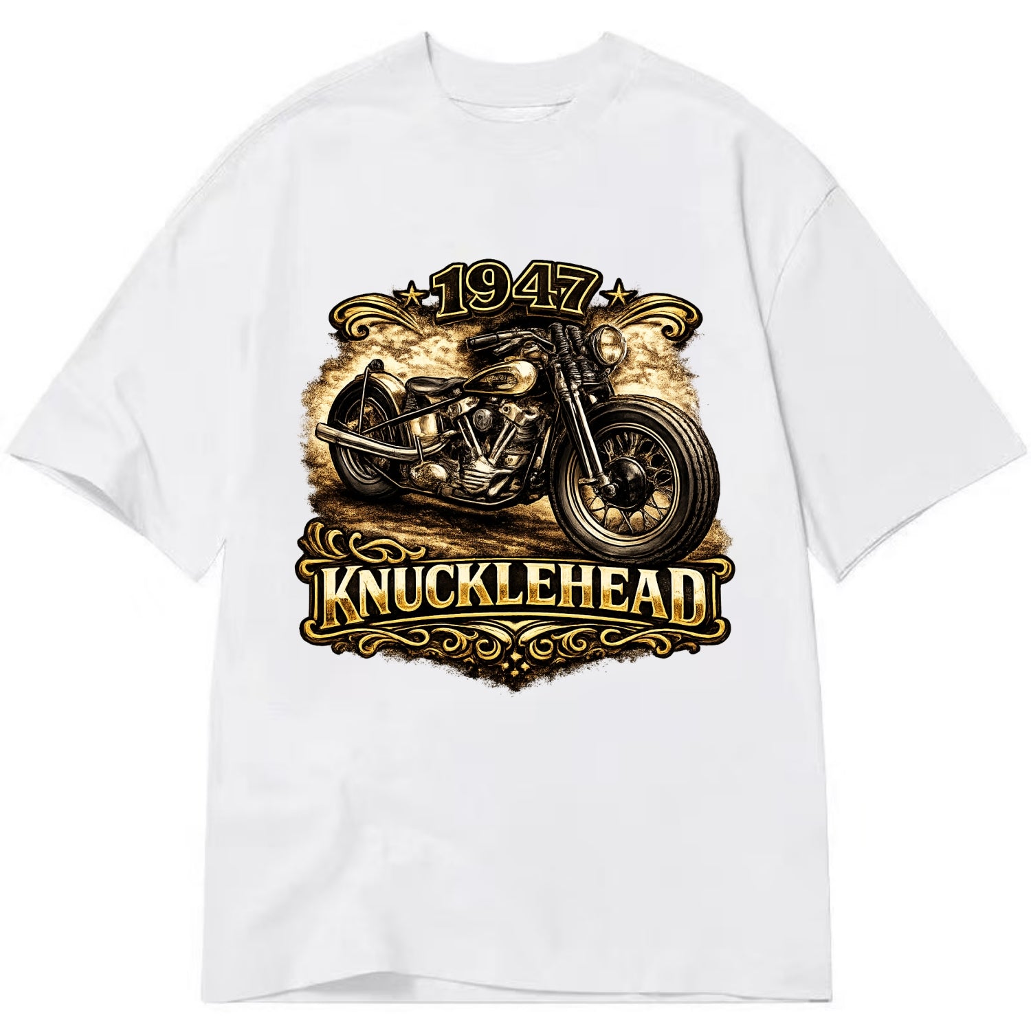 1947 Knucklehead Bobber - Classic T-shirt - White