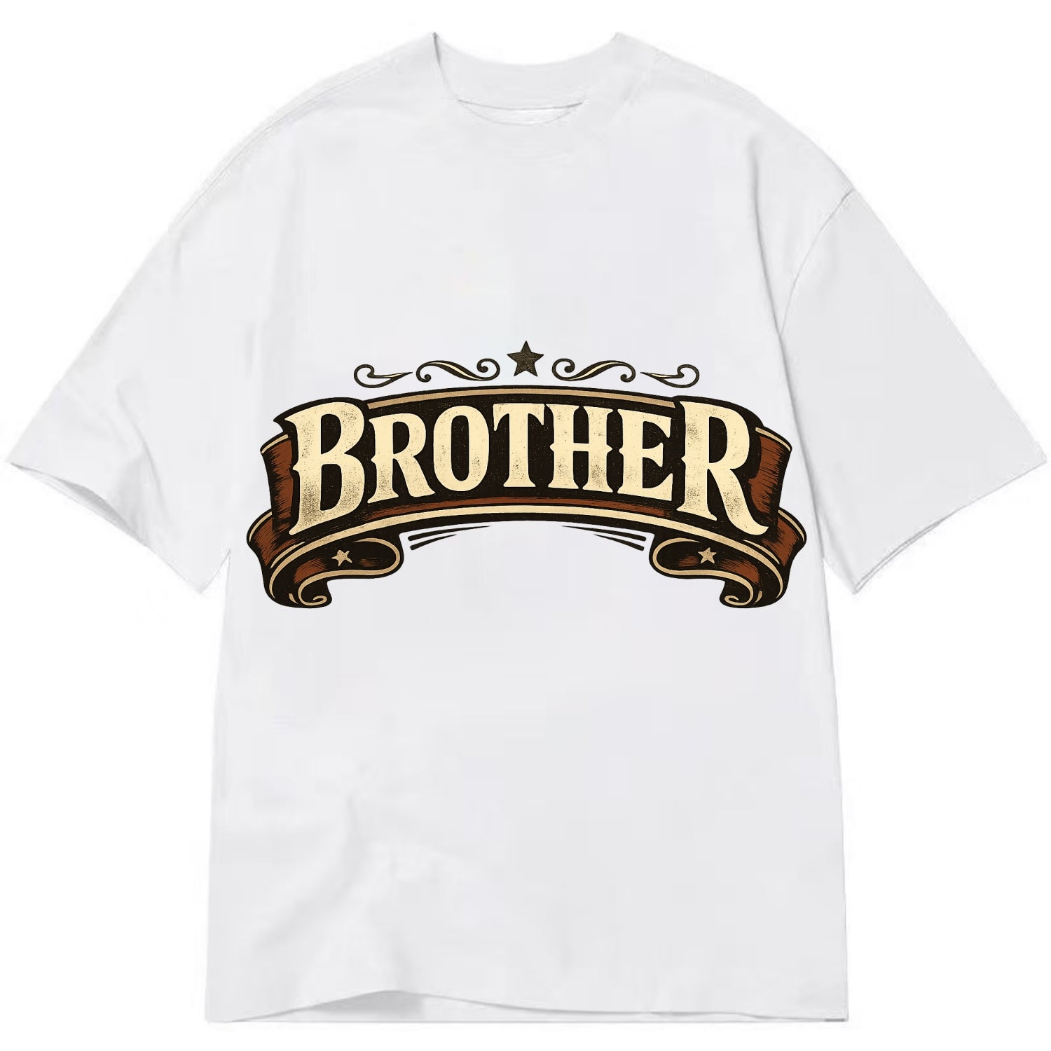 Bold typography design - "BROTHER" - male bond, brotherhood - Classic T-shirt - White