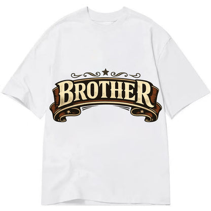 Bold typography design - "BROTHER" - male bond, brotherhood - Classic T-shirt - White