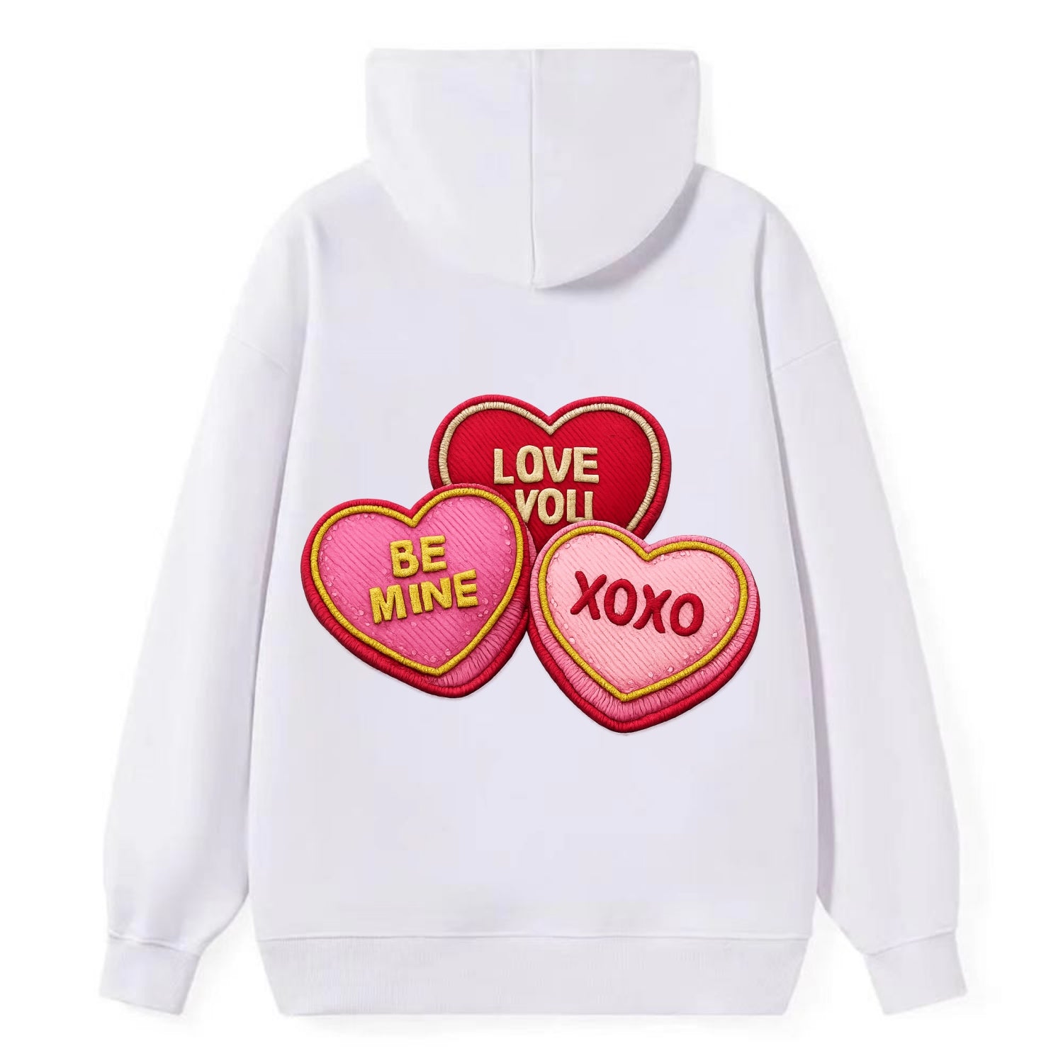 VALENTINES HEARTS - candy hearts in pink and red , love day - Classic Pullover Hoodie - White