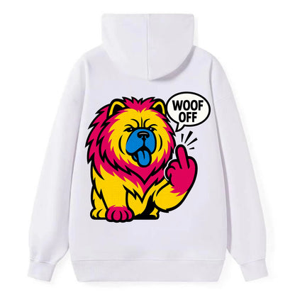 Chow Chow with lion mane and blue-black tongue, fluffy dignified paw up - Classic Pullover Hoodie - White