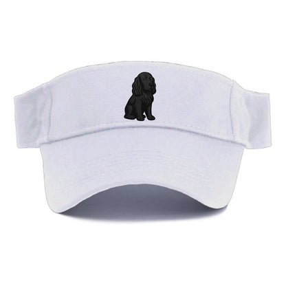Field Spaniel - Black silky coat embroidered pose - Visor - White