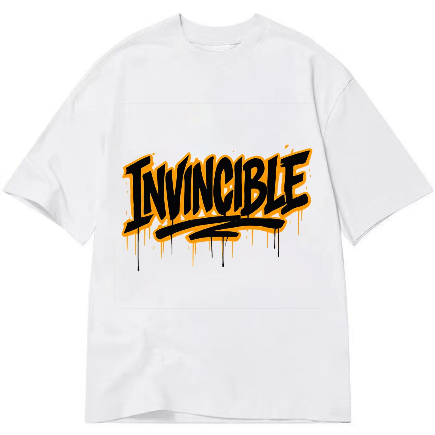 Bold typography design - "INVINCIBLE" - cannot be defeated, unconquerable - Classic T-shirt - White
