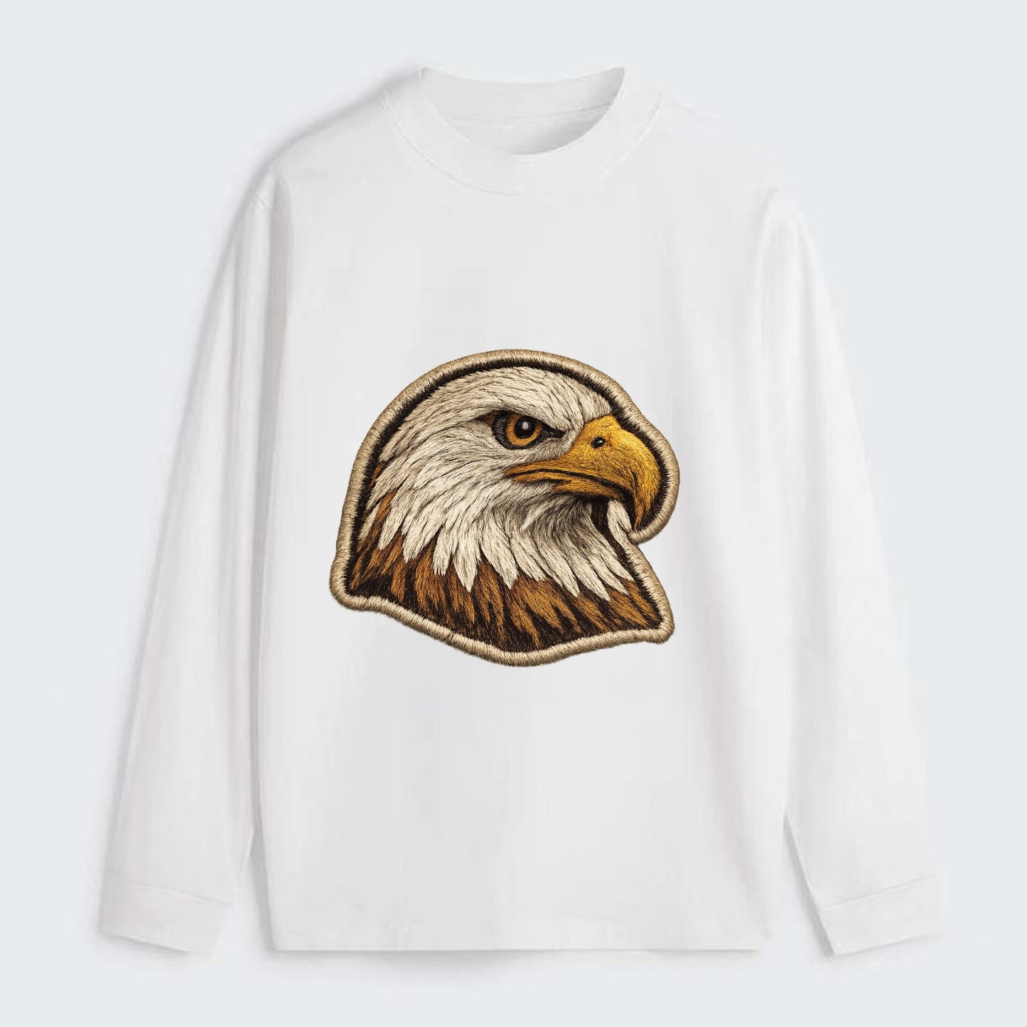 EAGLE HEAD PROFILE - majestic bald eagle in brown, white and gold , - Classic Long Sleeve Shirt - White