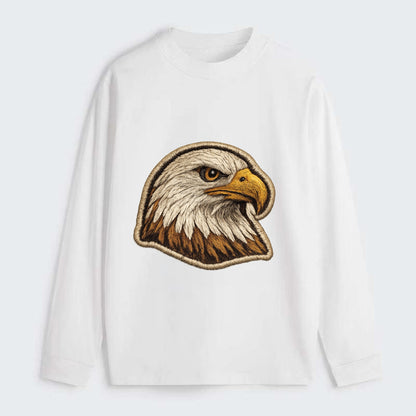 EAGLE HEAD PROFILE - majestic bald eagle in brown, white and gold , - Classic Long Sleeve Shirt - White