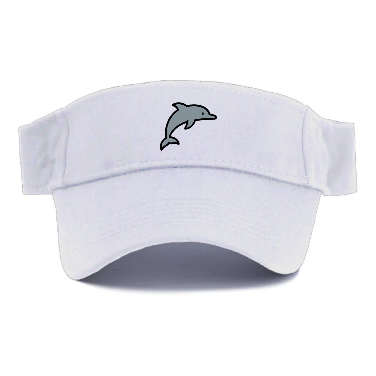 Bottlenose Dolphin - Gray jumping pose flat side profile - Visor - White