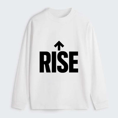 Bold typography design - "RISE" - getting up, ascending, elevating - Classic Long Sleeve Shirt - White