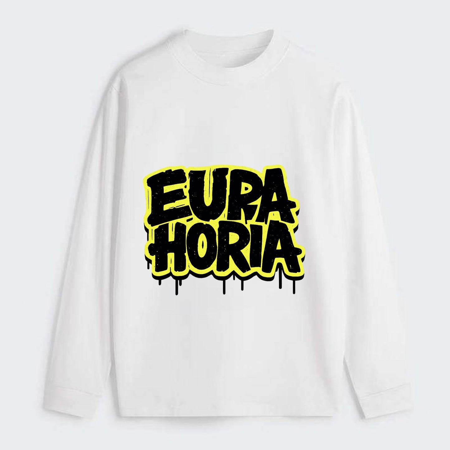 Bold typography design - "EUPHORIA" - intense happiness, ecstasy - Classic Long Sleeve Shirt - White