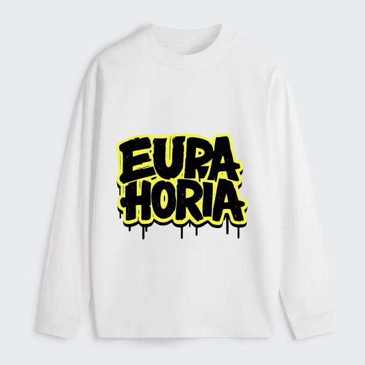 Bold typography design - "EUPHORIA" - intense happiness, ecstasy - Classic Long Sleeve Shirt - White