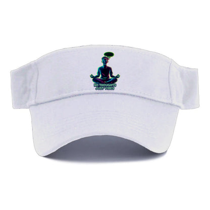 Peaceful floating figure with empty thought bubble - "no thoughts just vibes" zen state - Visor - White