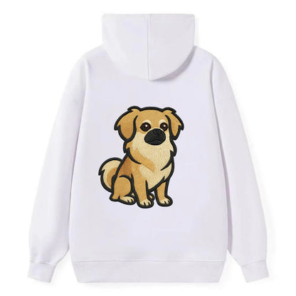 Tibetan Spaniel - Fawn small dog embroidered design - Classic Pullover Hoodie - White