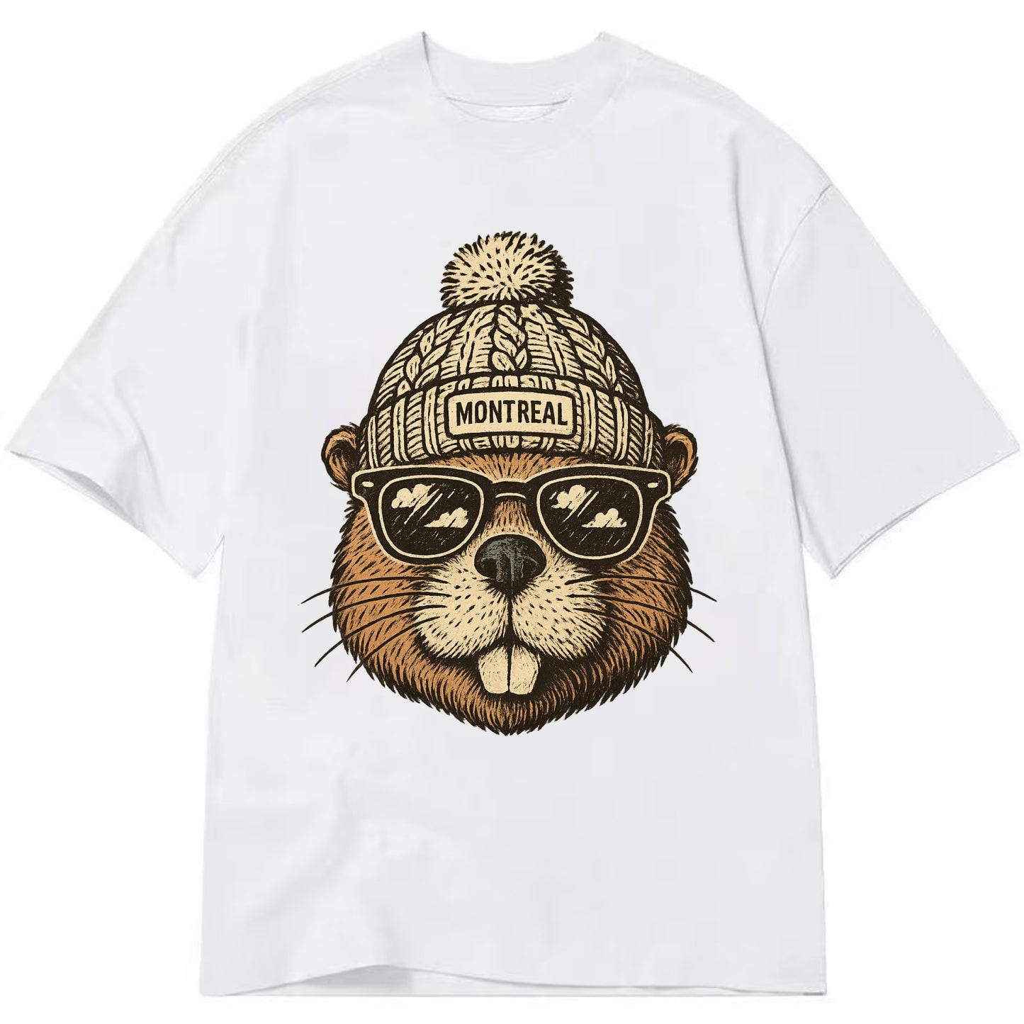 Montreal Beaver wearing Montreal beanie - Classic T-shirt - White