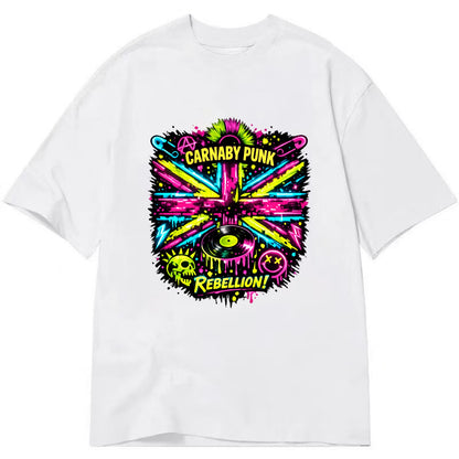 CARNABY PUNK | Swinging 60s meets 70s punk | Psychedelic Union Jack pattern | - Classic T-shirt - White