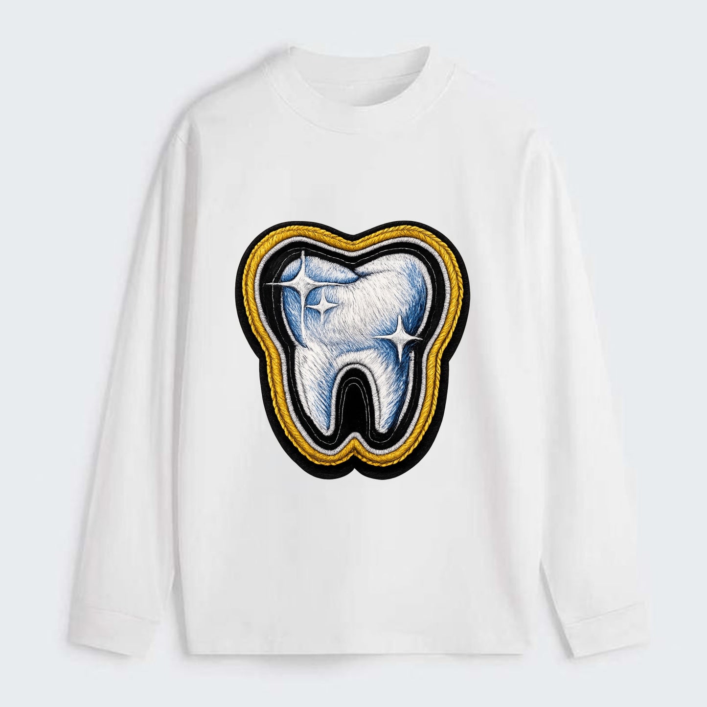 DENTAL TOOTH - molar with sparkle in white and blue , dentist - Classic Long Sleeve Shirt - White