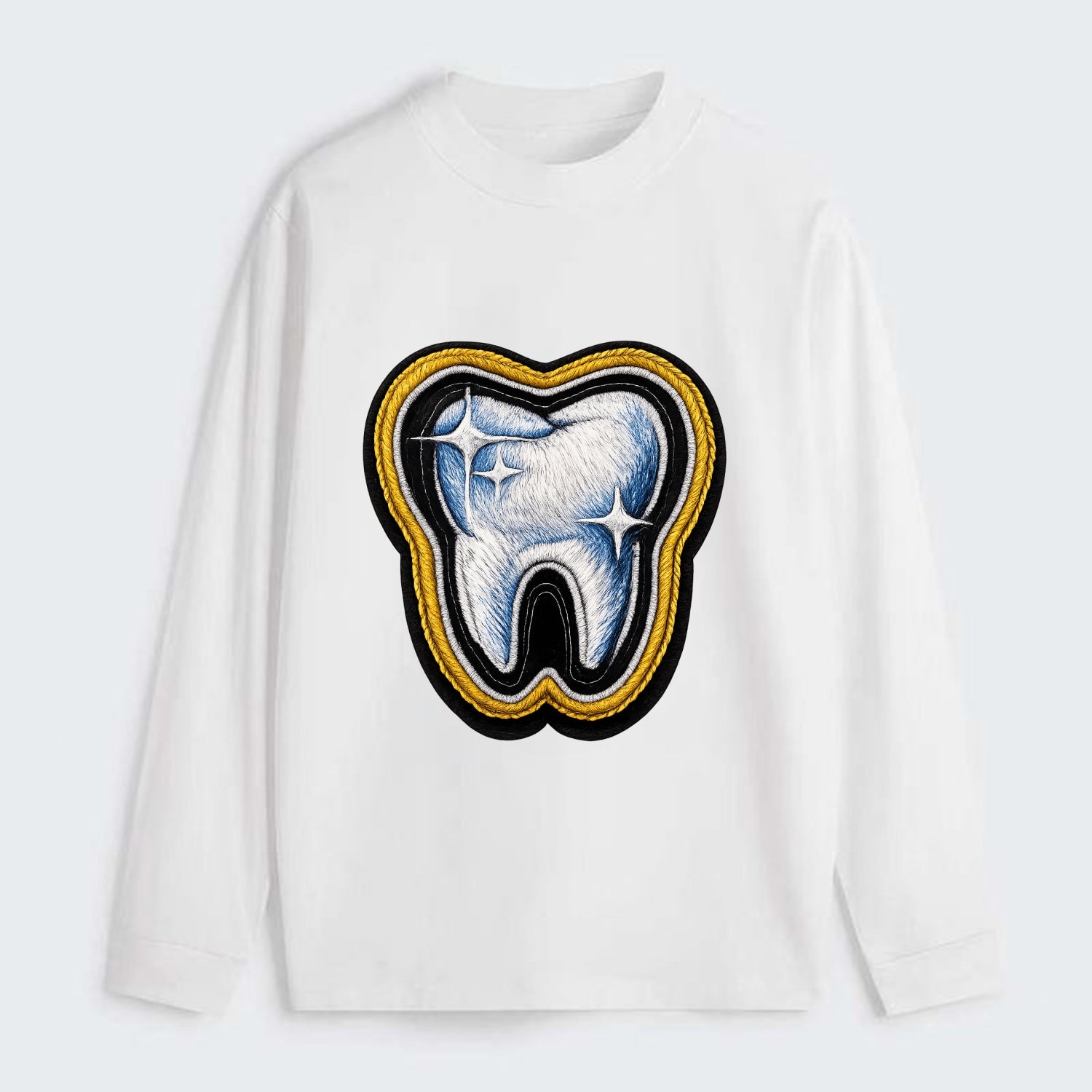 DENTAL TOOTH - molar with sparkle in white and blue , dentist - Classic Long Sleeve Shirt - White