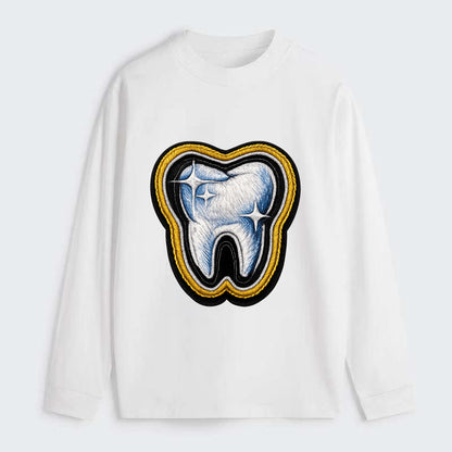 DENTAL TOOTH - molar with sparkle in white and blue , dentist - Classic Long Sleeve Shirt - White