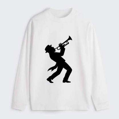 Trumpet player hitting high note - Classic Long Sleeve Shirt - White