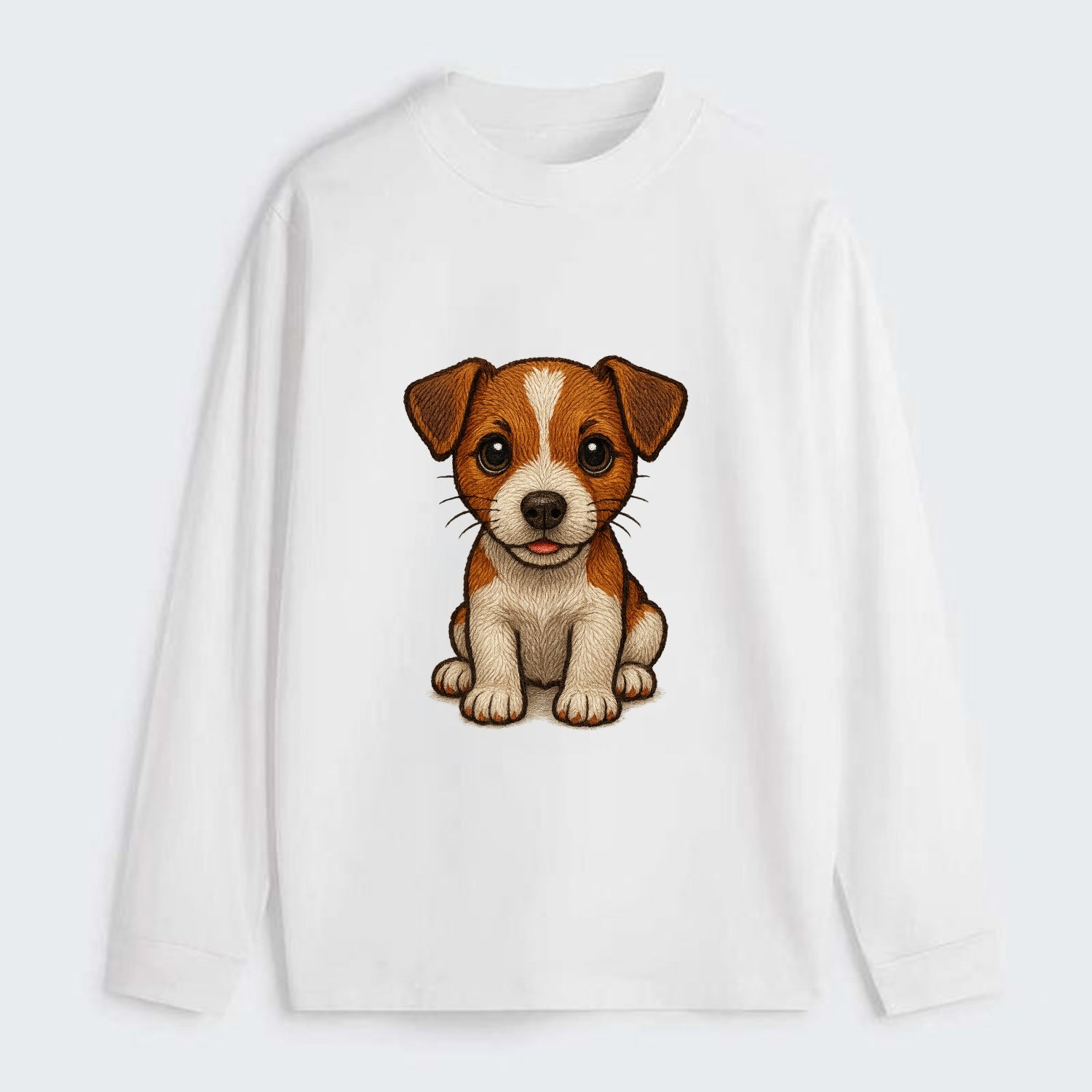 Baby Jack Russell Terrier Puppy - white with markings, alert ears, - Classic Long Sleeve Shirt - White