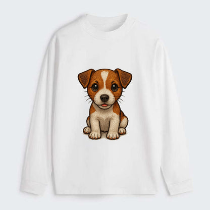 Baby Jack Russell Terrier Puppy - white with markings, alert ears, - Classic Long Sleeve Shirt - White