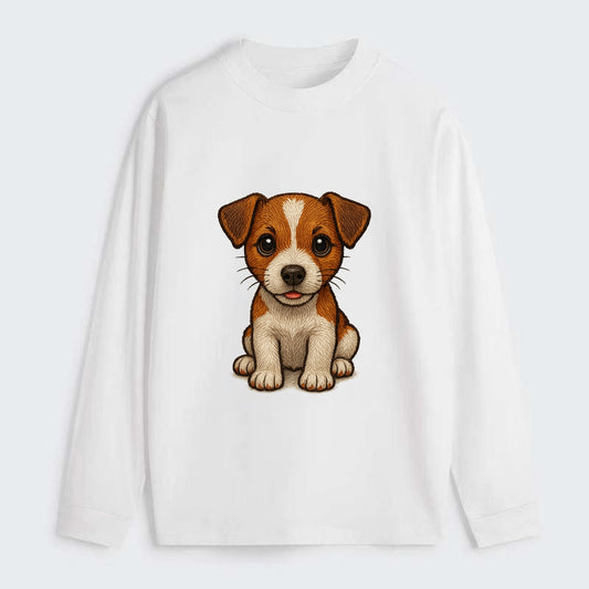 Baby Jack Russell Terrier Puppy - white with markings, alert ears, - Classic Long Sleeve Shirt - White