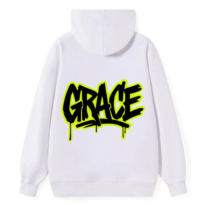 Bold typography design - "GRACE" - elegance under pressure, divine favor - Classic Pullover Hoodie - White