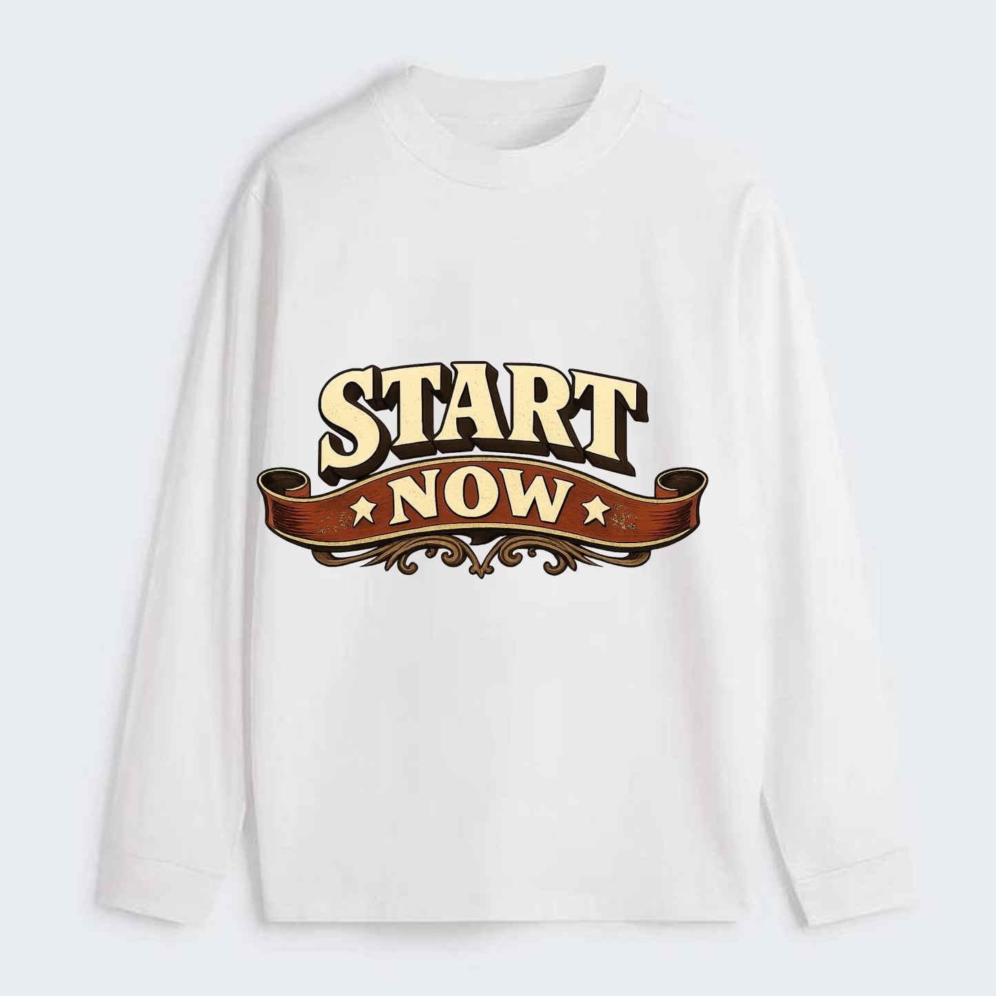 Bold typography design - "START NOW" - begin immediately, no delay - Classic Long Sleeve Shirt - White