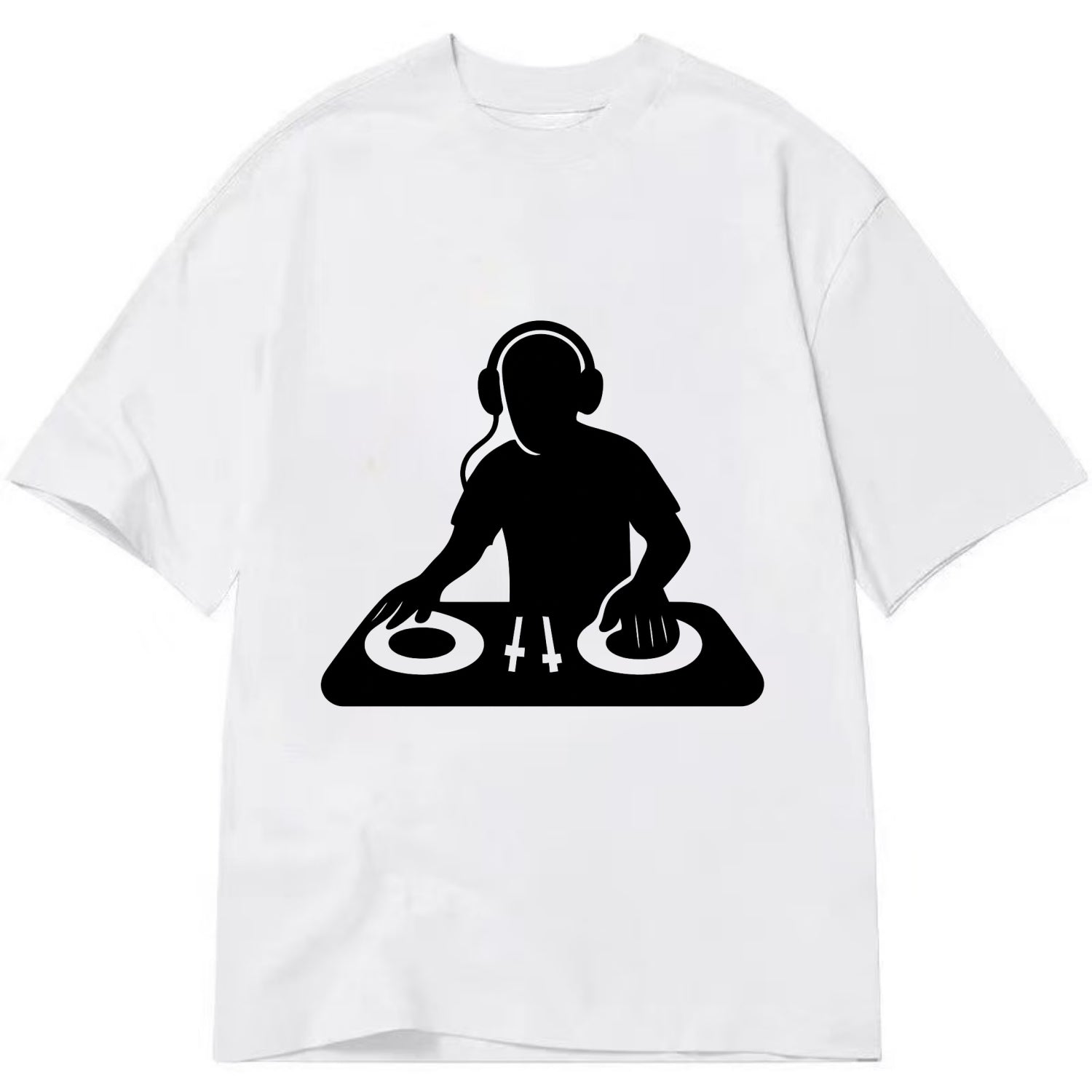 DJ with turntables and headphones - Classic T-shirt - White