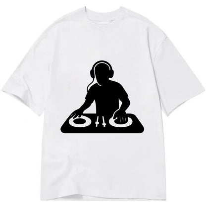 DJ with turntables and headphones - Classic T-shirt - White