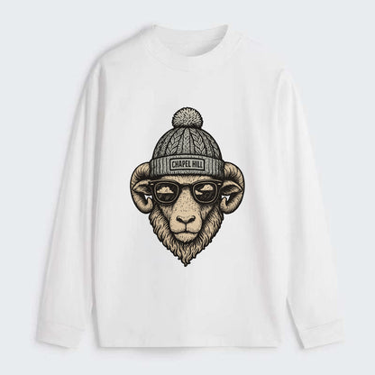Chapel Hill Tar Heel Ram wearing UNC bea - Classic Long Sleeve Shirt - White