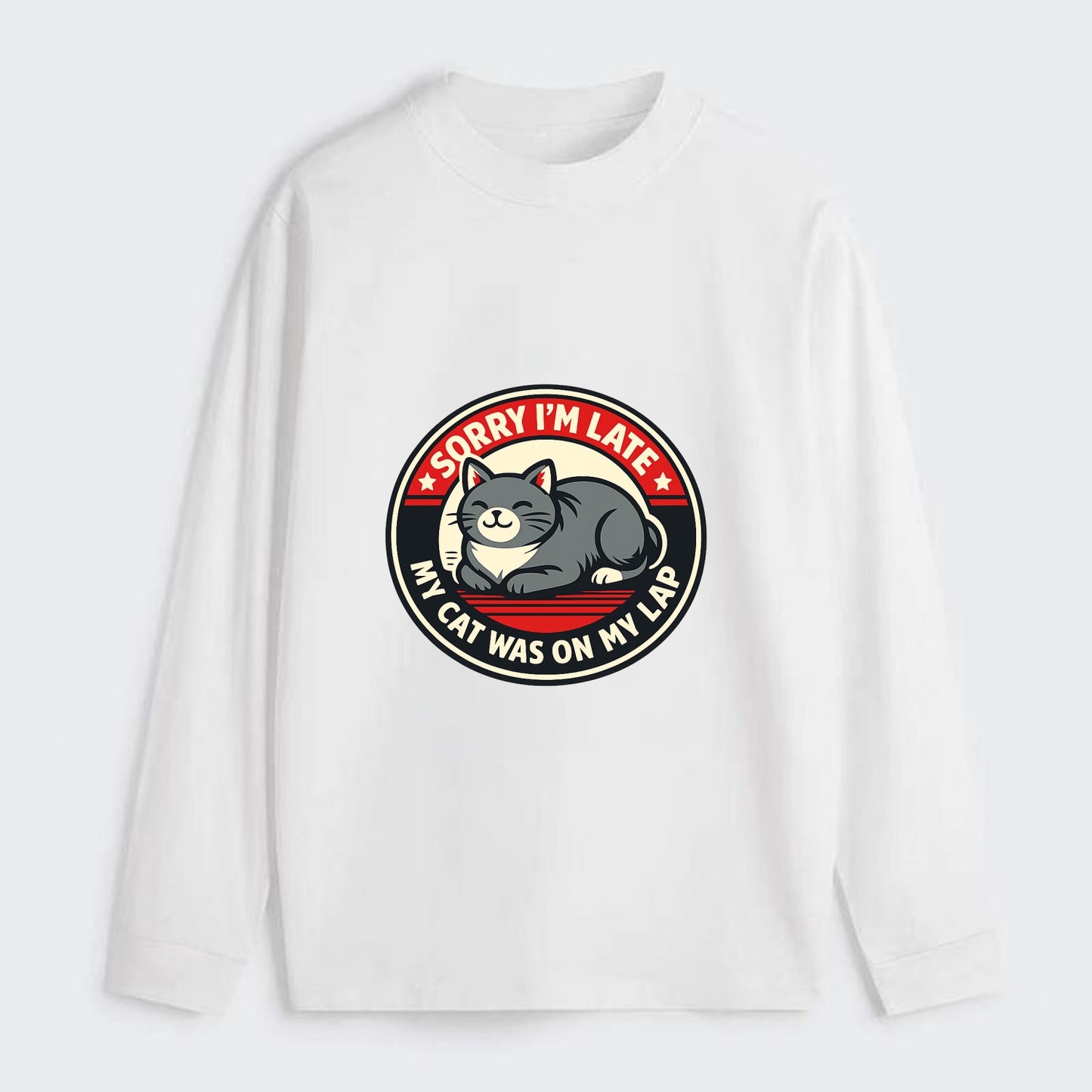 Charming Cat Loaf Excuse Emblem - Classic Long Sleeve Shirt - White