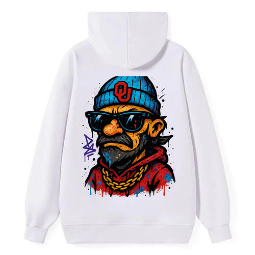 Norman Sooner wearing Oklahoma beanie with OU patch - Classic Pullover Hoodie