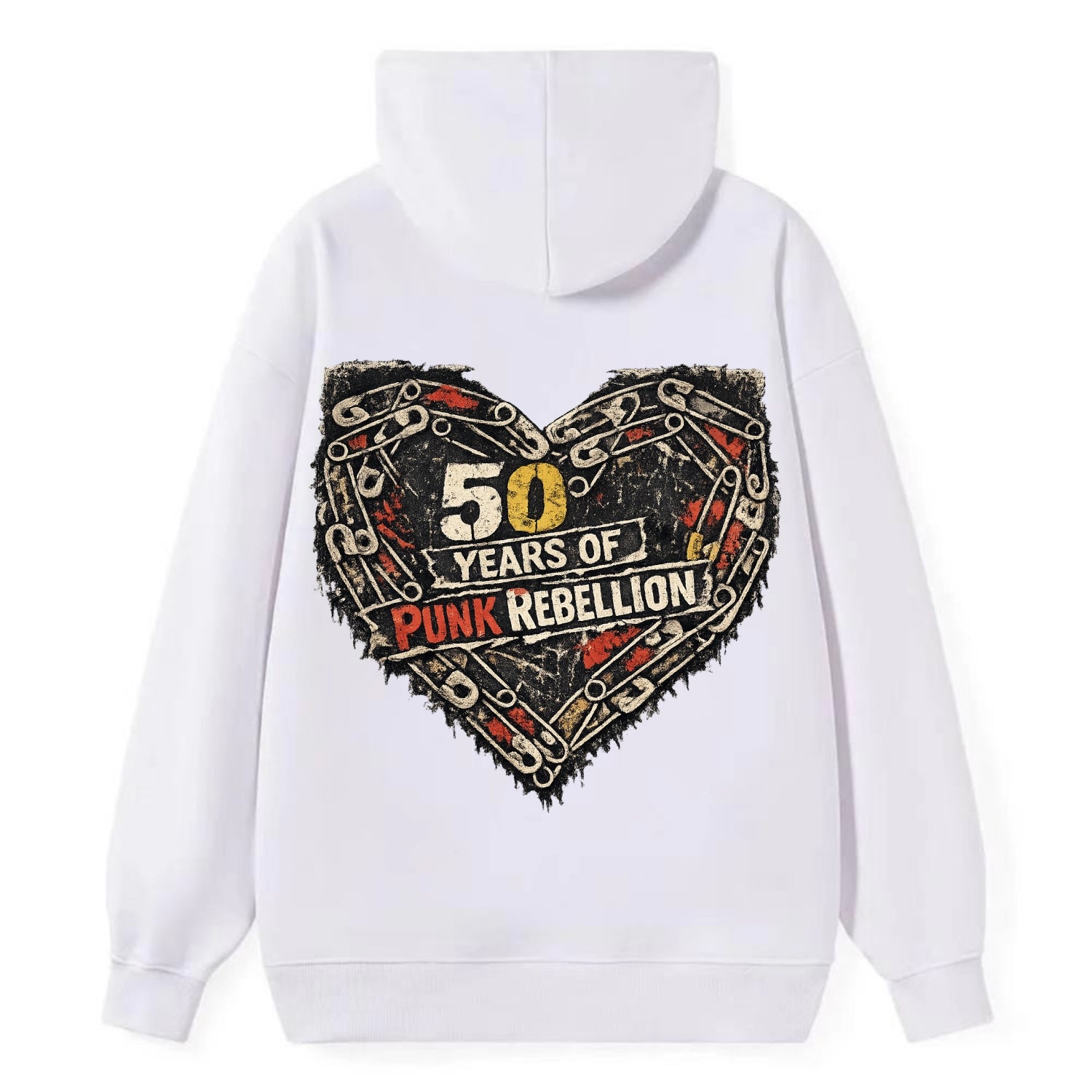 SAFETY PIN LOVE | Heart made of safety pins | Punk romance | DIY jewelry - Classic Pullover Hoodie - White