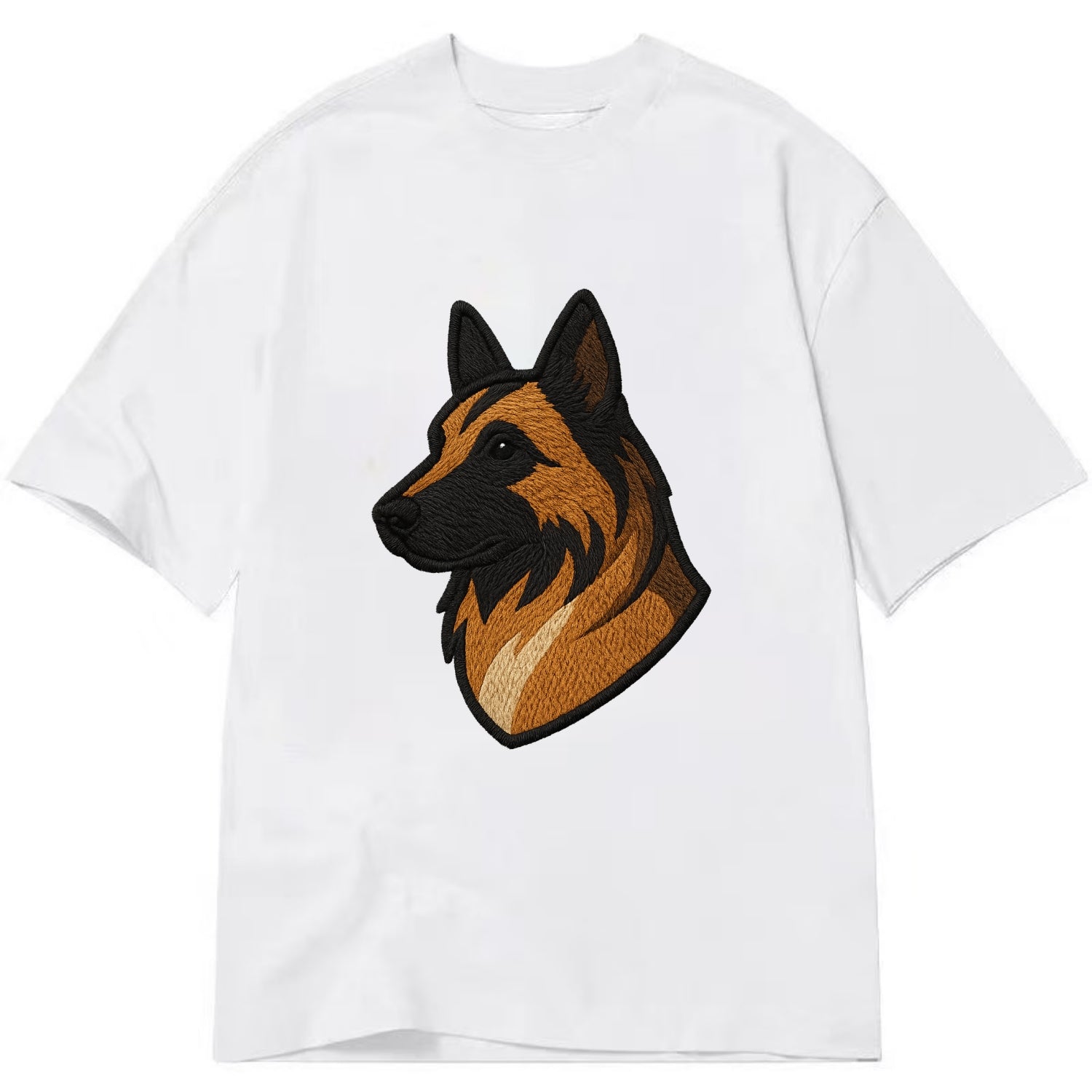 Belgian Tervuren - Fawn with black overlay embroidered design - Classic T-shirt - White