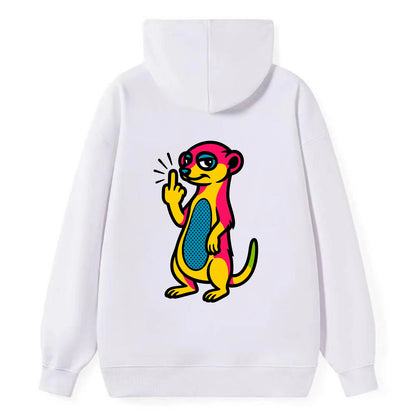 cute meerkat standing guard on hind legs, one front paw raised in sassy - Classic Pullover Hoodie - White