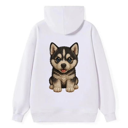Baby Siberian Husky Puppy - blue or bi-colored eyes, fluffy coat, - Classic Pullover Hoodie - White