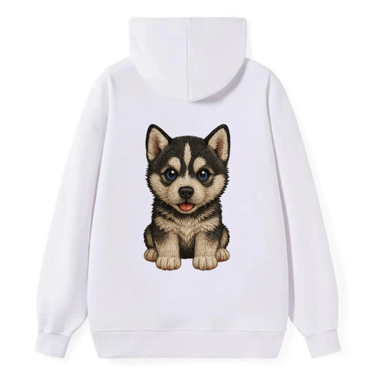 Baby Siberian Husky Puppy - blue or bi-colored eyes, fluffy coat, - Classic Pullover Hoodie - White