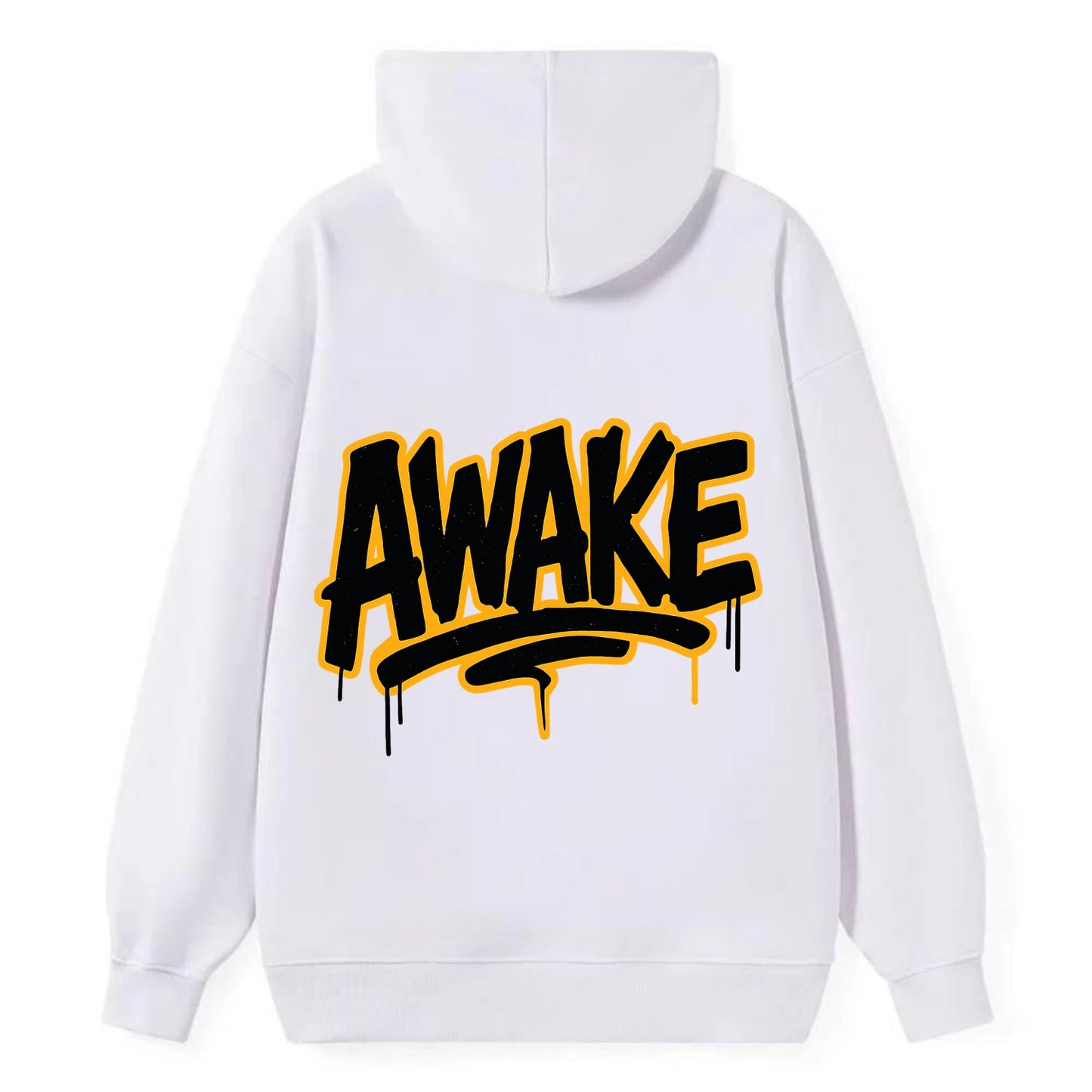 Bold typography design - "AWAKE" - conscious, aware, alert - Classic Pullover Hoodie - White