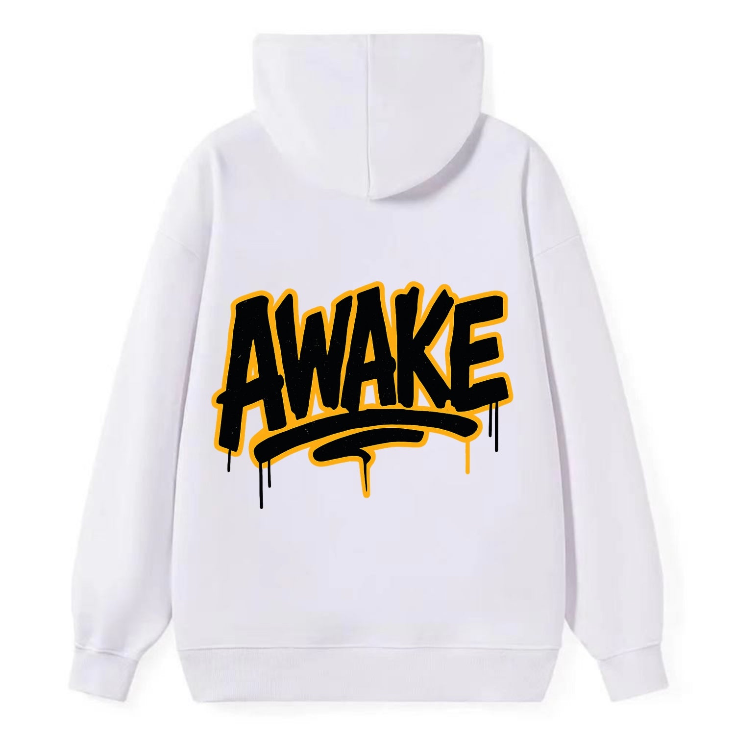 Bold typography design - "AWAKE" - conscious, aware, alert - Classic Pullover Hoodie - White