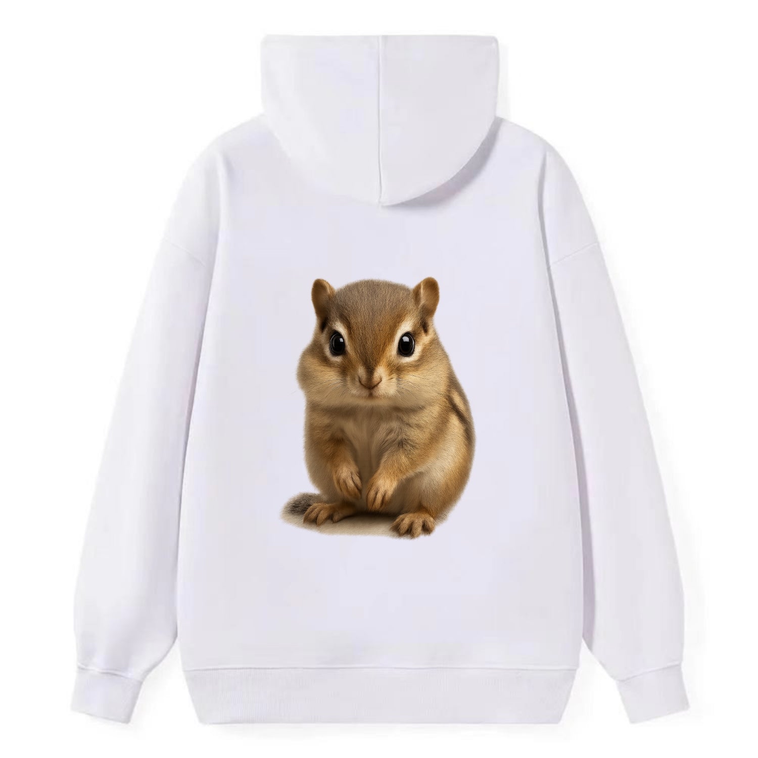 Baby Chipmunk - striped back, cheek pouches, tiny paws, bright eyes, - Classic Pullover Hoodie - White