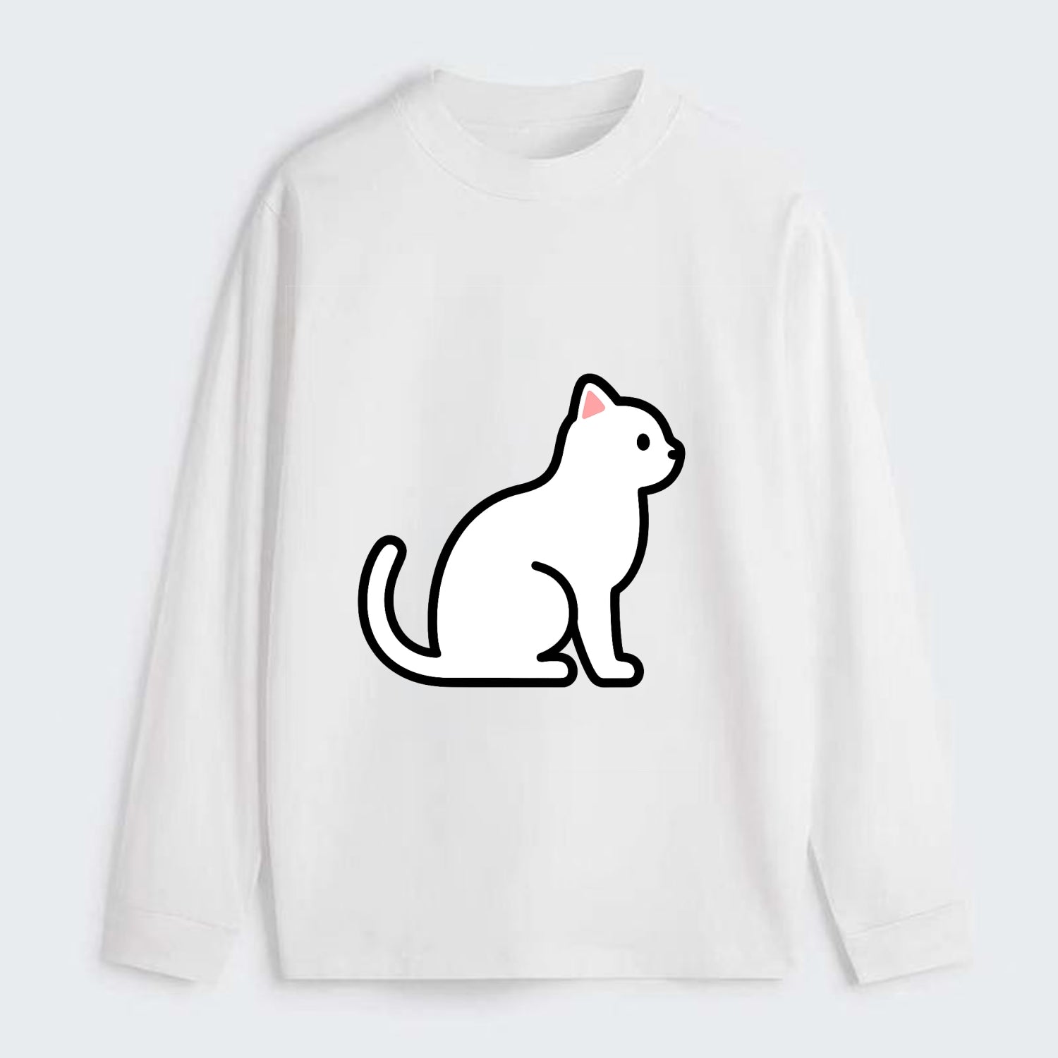 Domestic Shorthair - White classic flat side profile - Classic Long Sleeve Shirt - White