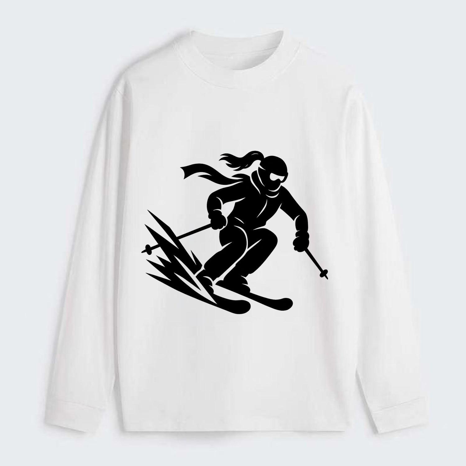 Skier carving down snowy slope - Classic Long Sleeve Shirt - White