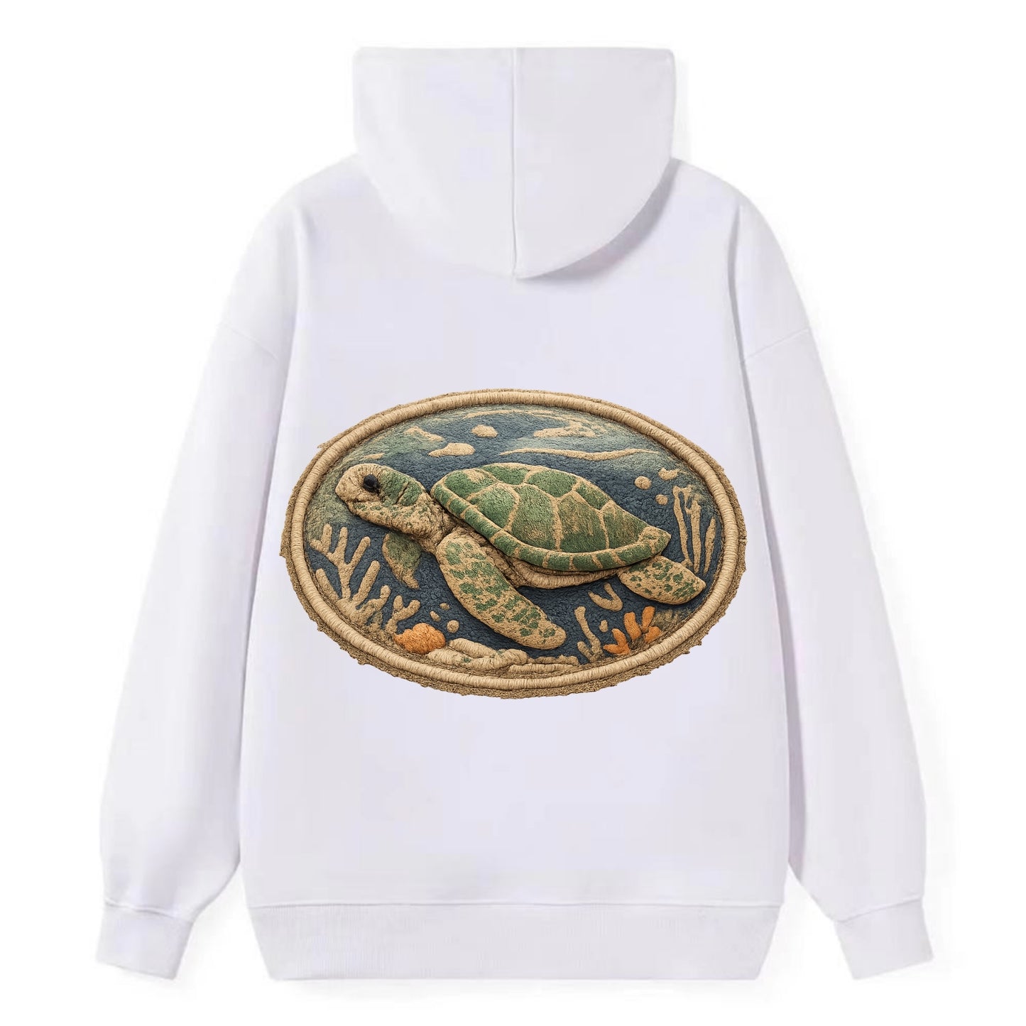 SEA TURTLE - swimming turtle in green and blue , ocean life - Classic Pullover Hoodie - White