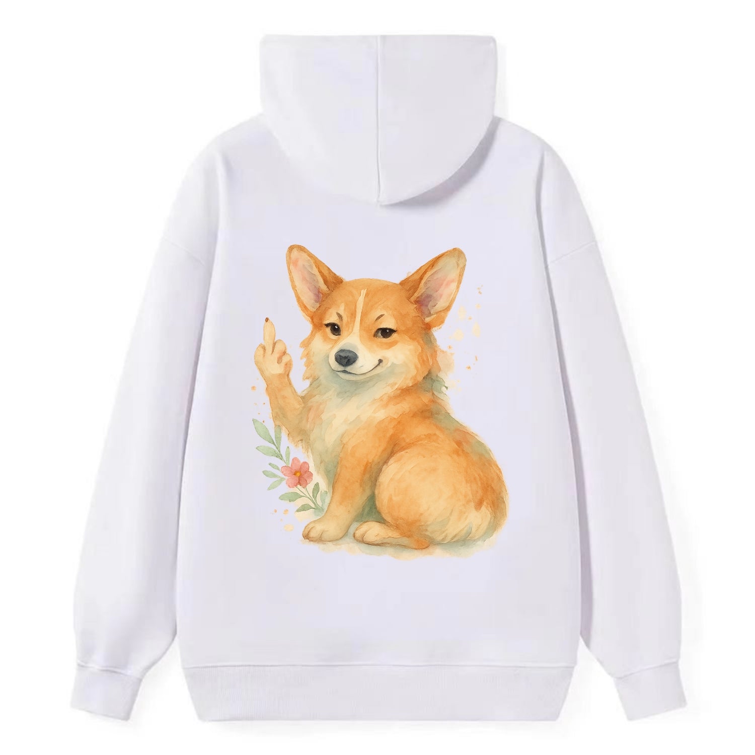 Corgi short legs and fluffy butt, one stubby paw up with sass - Classic Pullover Hoodie - White
