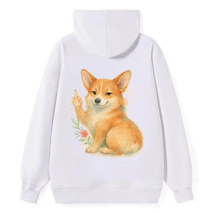 Corgi short legs and fluffy butt, one stubby paw up with sass - Classic Pullover Hoodie - White