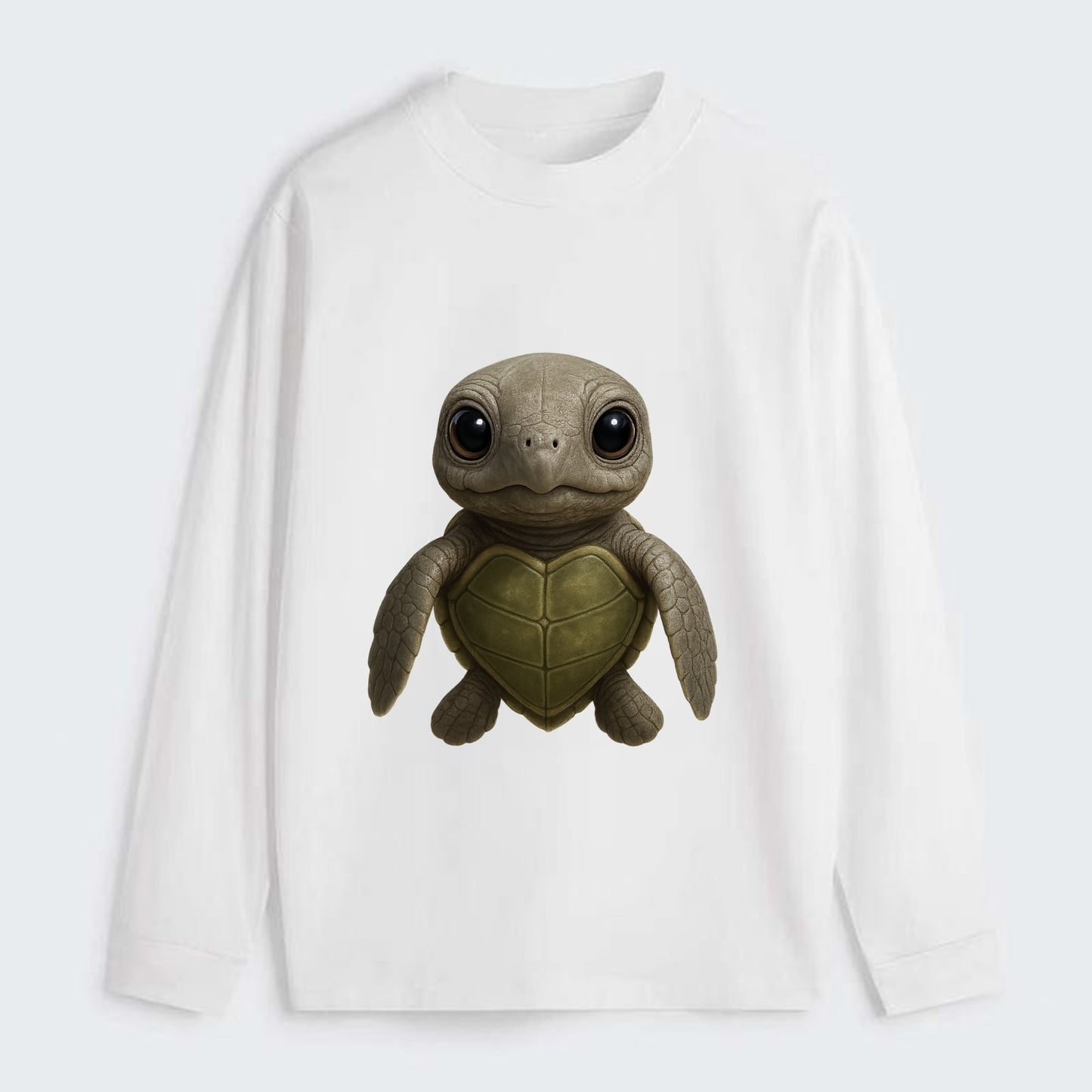 Baby Olive Ridley Turtle - olive green shell, heart-shaped carapace, - Classic Long Sleeve Shirt - White